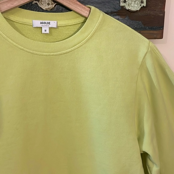 Agolde Yellow Green Thora 3/4 Balloon Sleeve Sweatshirt Size Medium - Picture 12 of 16